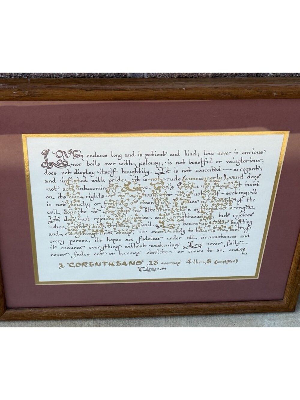 1 Corinthians 13:4-8 Amplified Love Glory Graphics Art Print Framed 21.75x17.75"